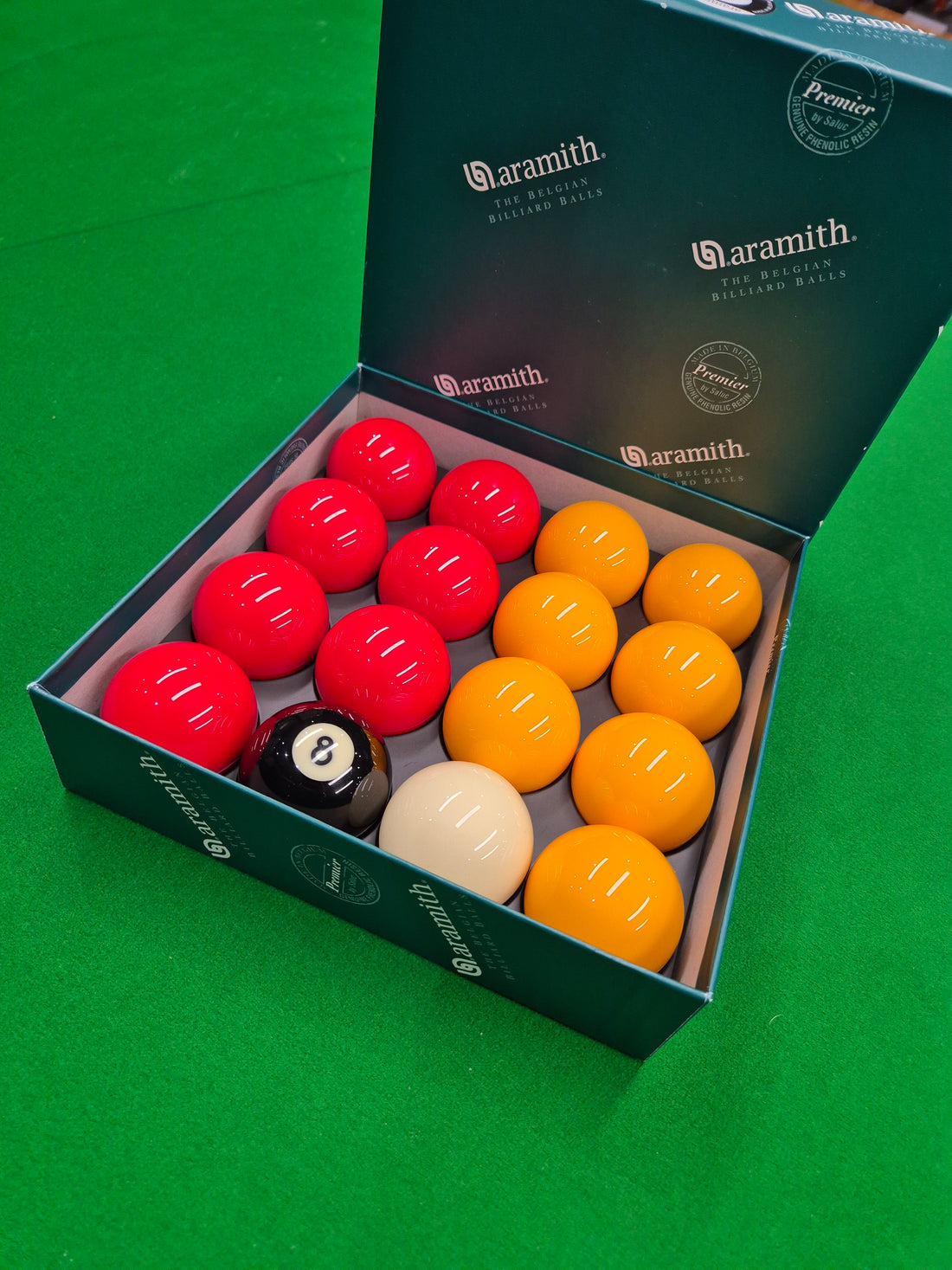 Aramith Premier 2" Pool Balls - Red & Yellow