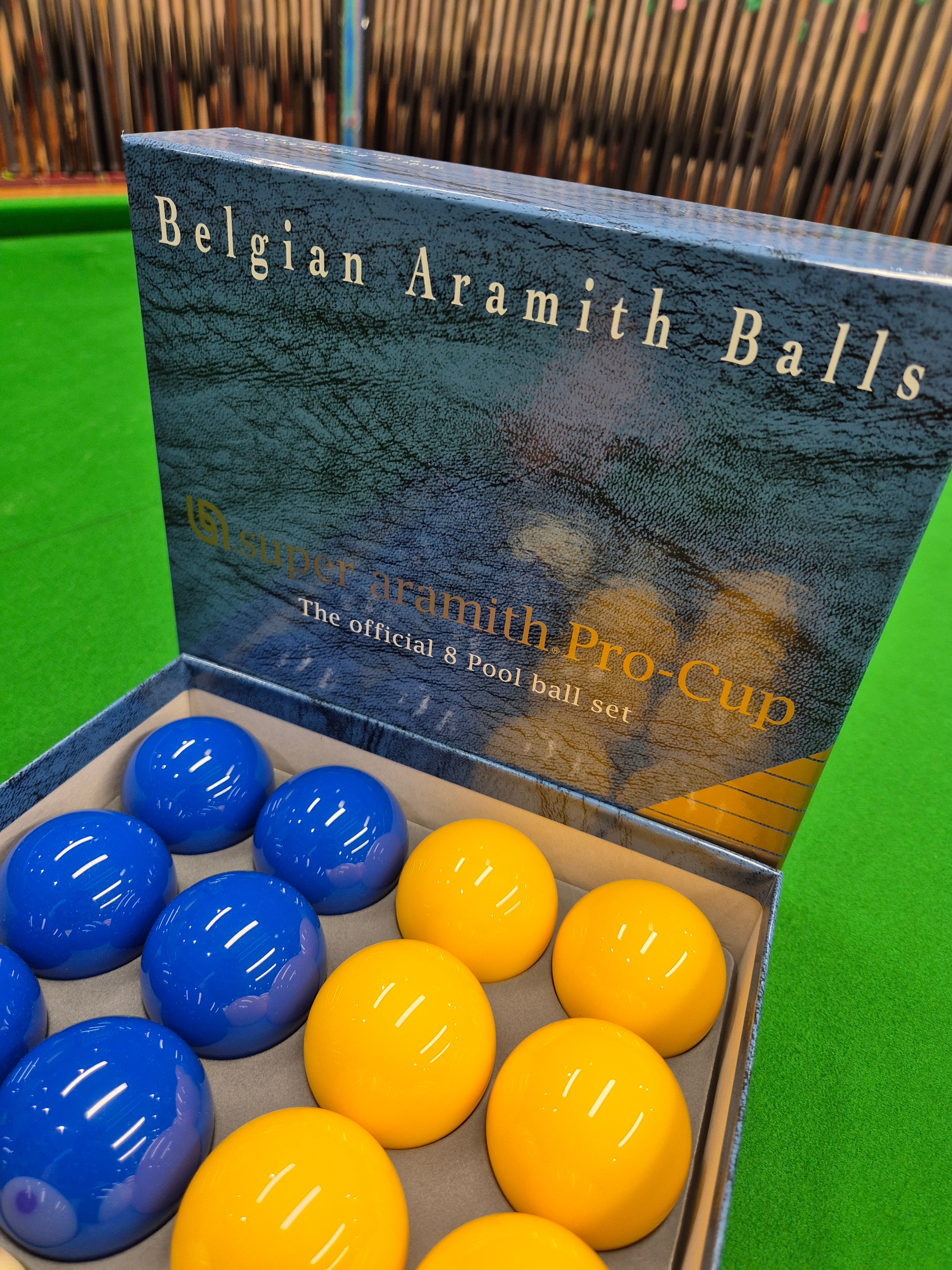 Super Aramith Pro Cup 2" Pool Balls - Blue & Yellow