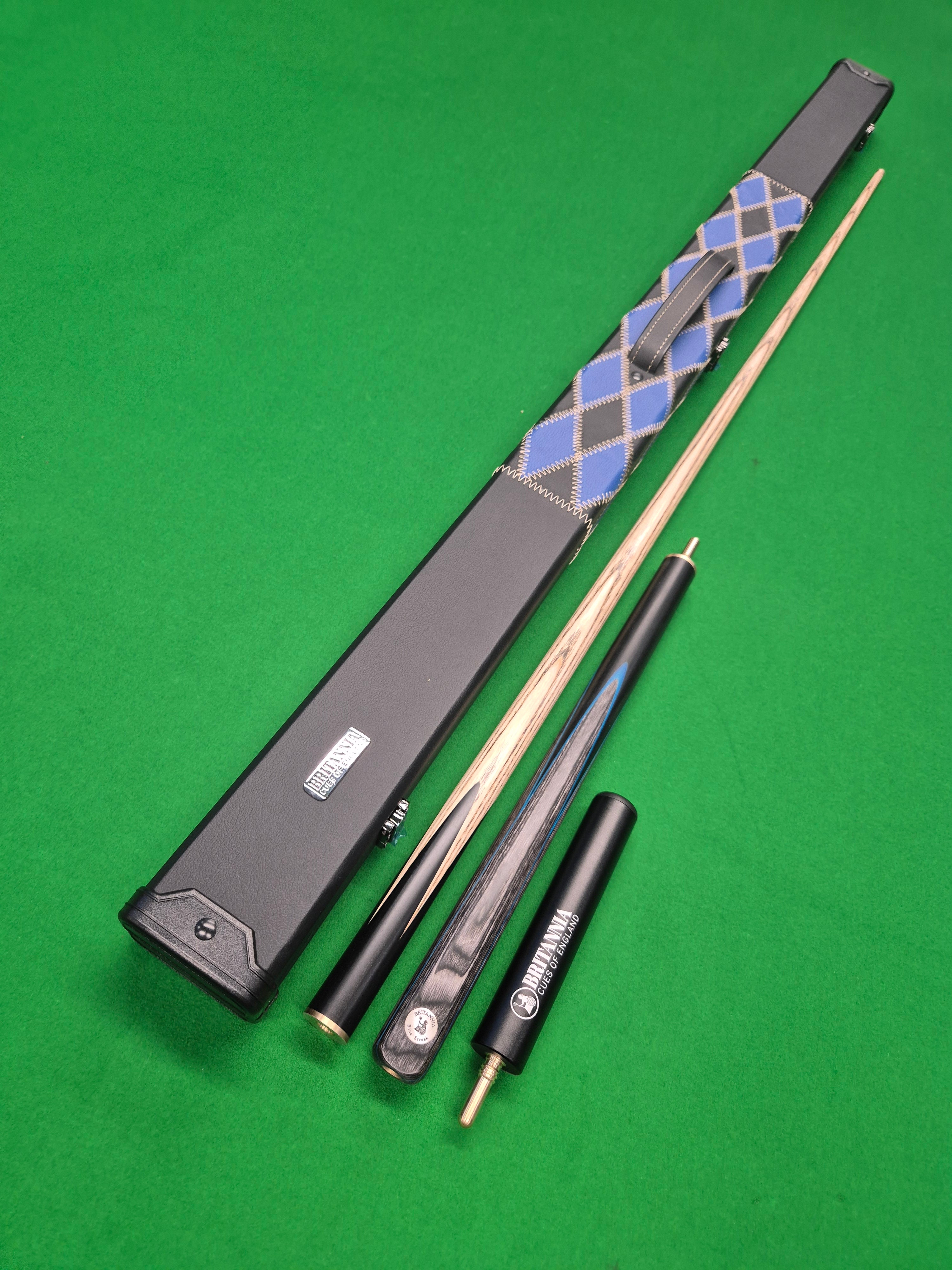 New Britannia Blue Streak Cue & Case Set with Accessories