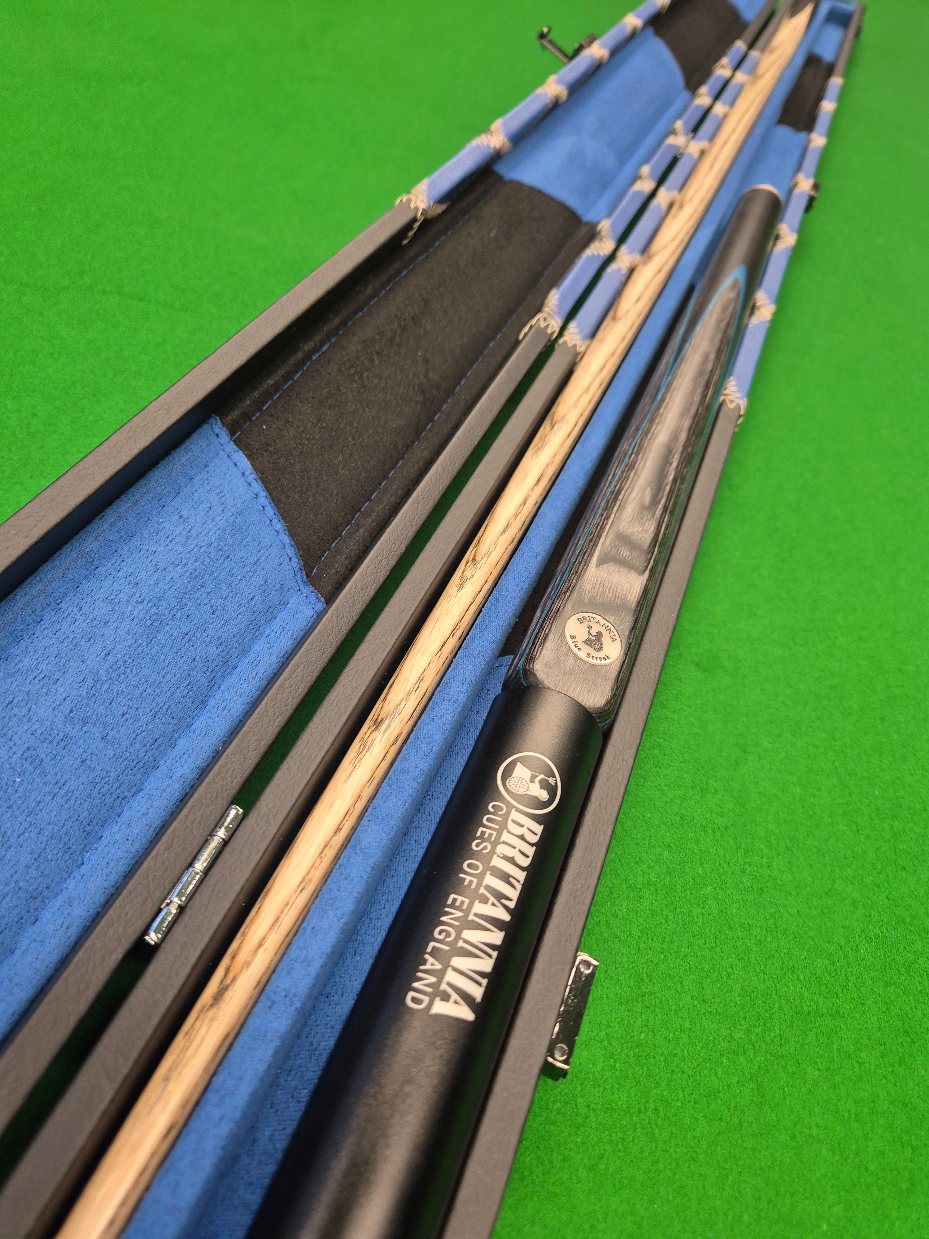 New Britannia Blue Streak Cue & Case Set with Accessories