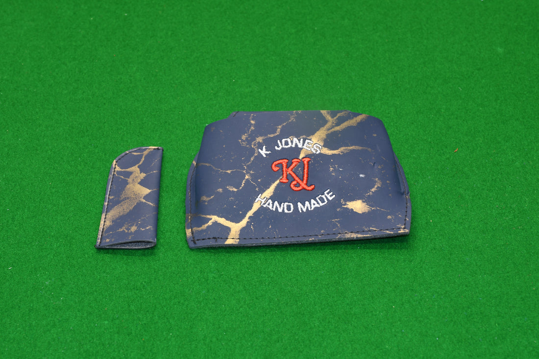 Chalk Pouch & Tip Protector Set Gold Blue (Leatherette)