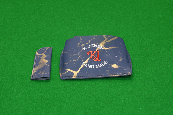 Chalk Pouch & Tip Protector Set Gold Blue (Leatherette)