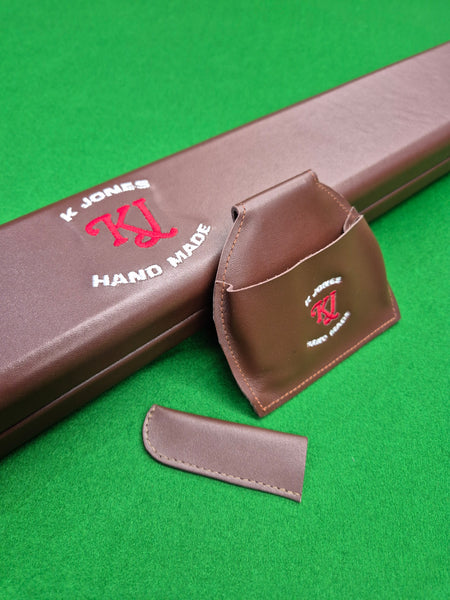 1 Piece 2 Slot Genuine Leather Case Matching Chalk Pouch & Tip Protector[KJL01]